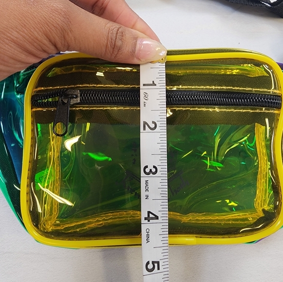 New Orleans Mardi Gras Holographic Fanny Pack 2 Zipper Front Translucent Color - Picture 5 of 12